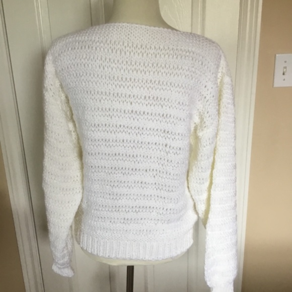 New Hand Knit Winter White Sweater - Picture 4 of 4